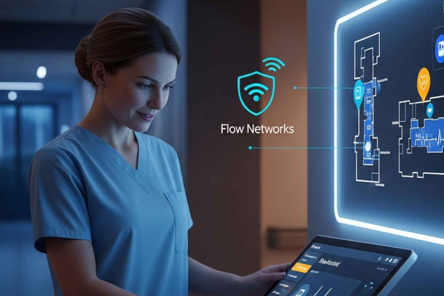 Clean, modern hospital hallway